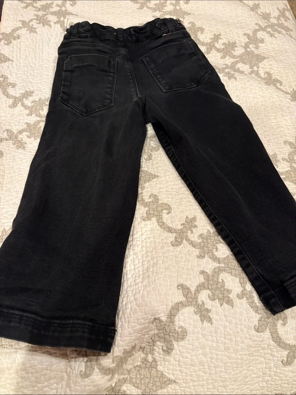 Girls Wide-Leg Black Denim Jeans